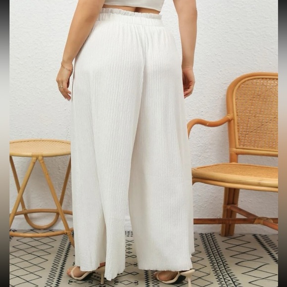 Boho Plus Size High Waist Knot Front Wide Leg Palazzo Pants - Picture 2 of 5